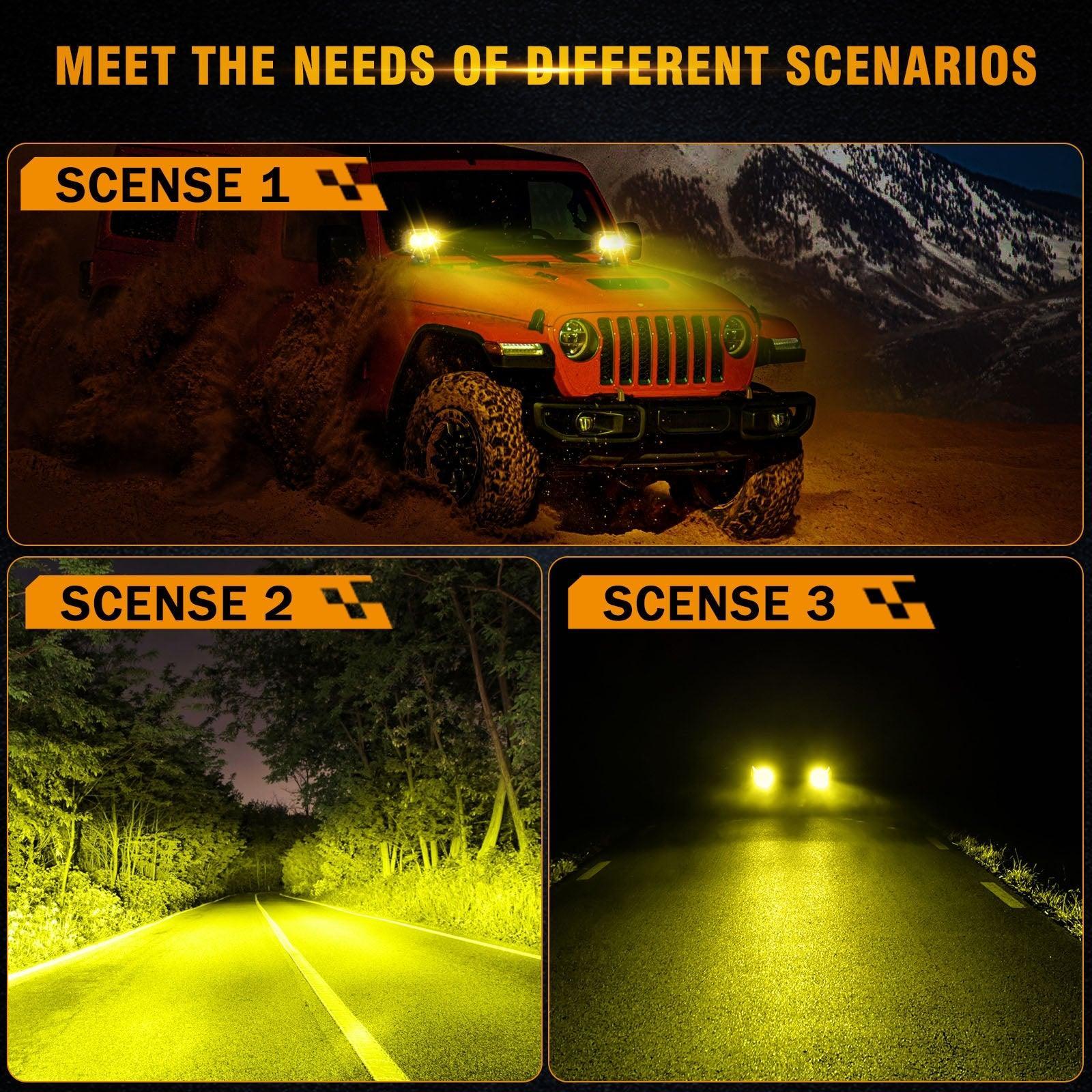 4" LED Pods Lights, LED Pod Fog Light Offroad LED Driving Lights Flood Beam Yellow Light with Wiring Harness for SUV ATV UTV Trucks Pickup Boat 4" LED Pods Lights, LED Pod Fog Light Offroad LED Driving Lights Flood Beam Yellow Light with Wiring Harness for SUV ATV UTV Trucks Pickup Boat
