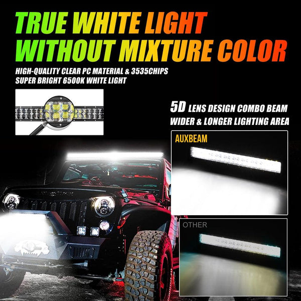 Auxbeam® 22 Inch Off Road Straight Led RGB Light Bar for Pickup