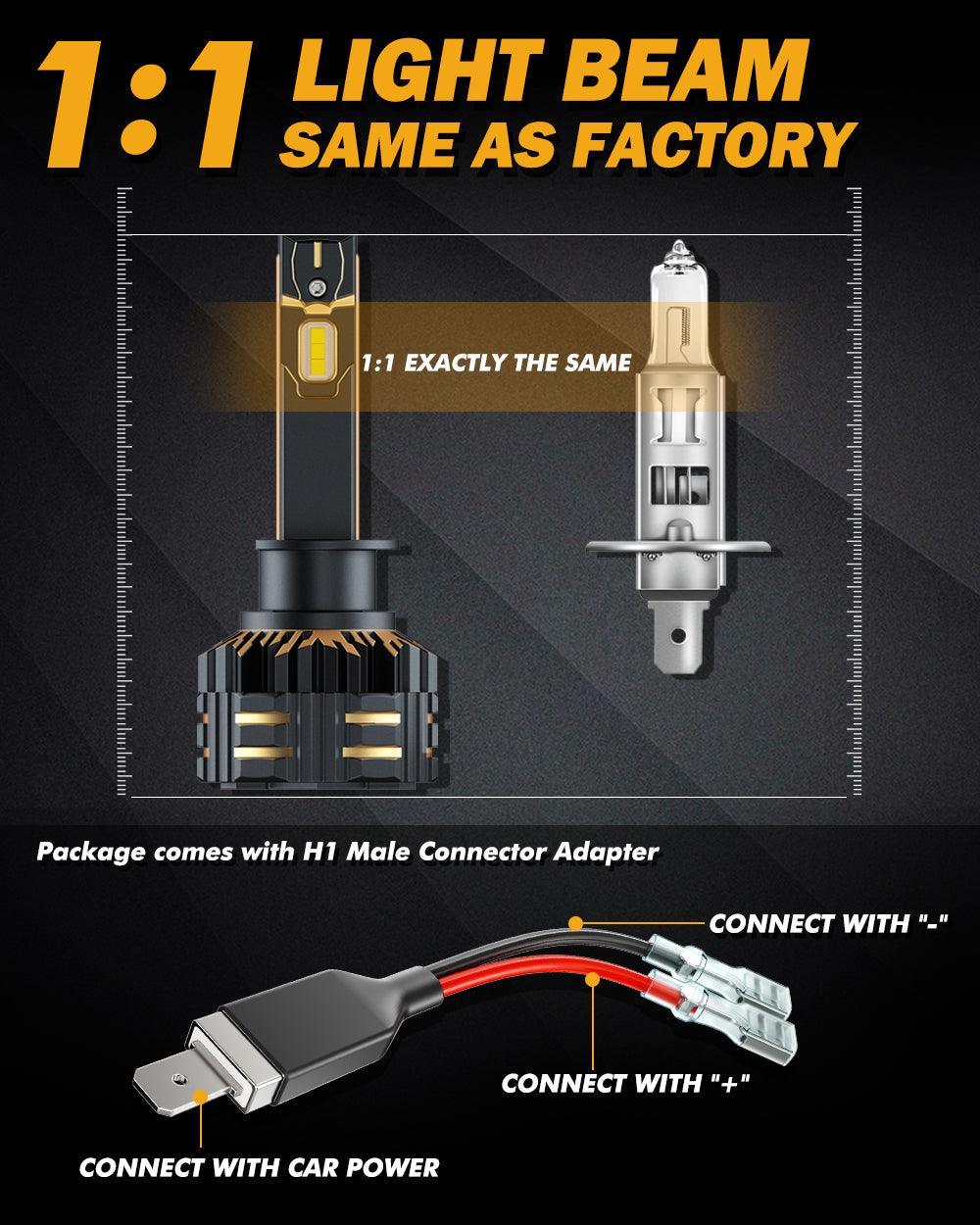 Auxbeam Q26 9006/HB4 LED Headlight Bulbs - 70W, 25000LM, 6500K White, CANBUS Ready (Single Beam)