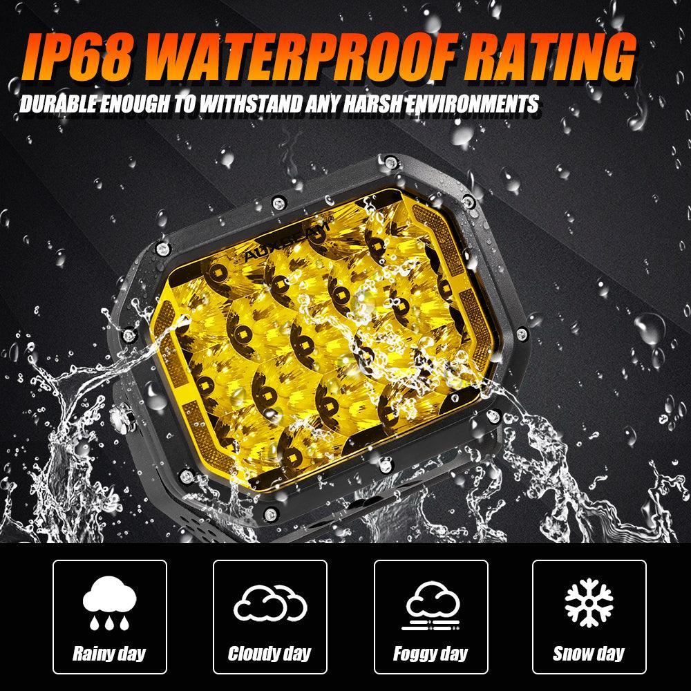 Auxbeam® 7x5 Inch Rectangle LED Pods Amber Spot LED Driving Lights with DRL