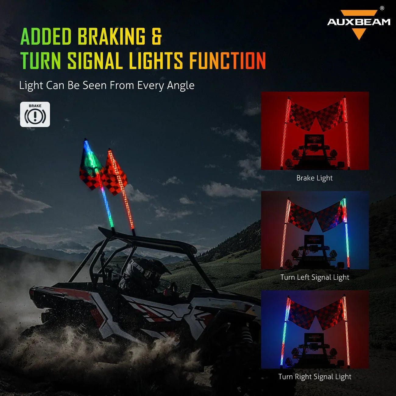 HONLEEX 2Pcs 3FT RGB LED Whip Lights 270° Auto Strobe LED HONLEEX 2Pcs 3FT RGB LED Whip Lights 270° Auto Strobe LED