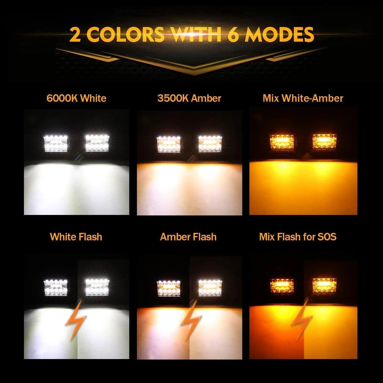 【Kaz】Auxbeamワークライト AUXBEAM 5'' 172W Side Shooter LED Cube Pods Driving Lamps Work