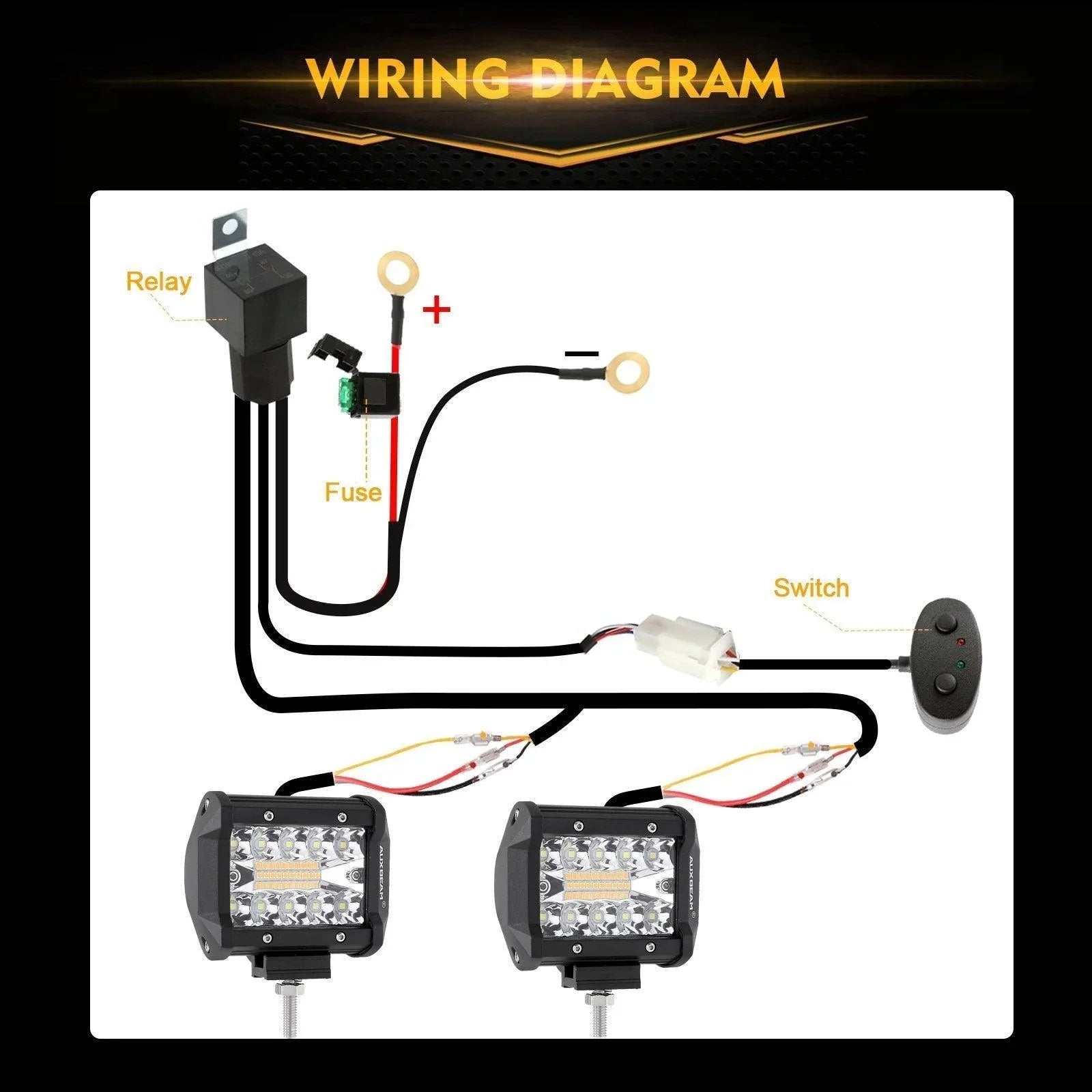 3 inch 6 Modes White&Amber LED Square Light Pod Working Lights