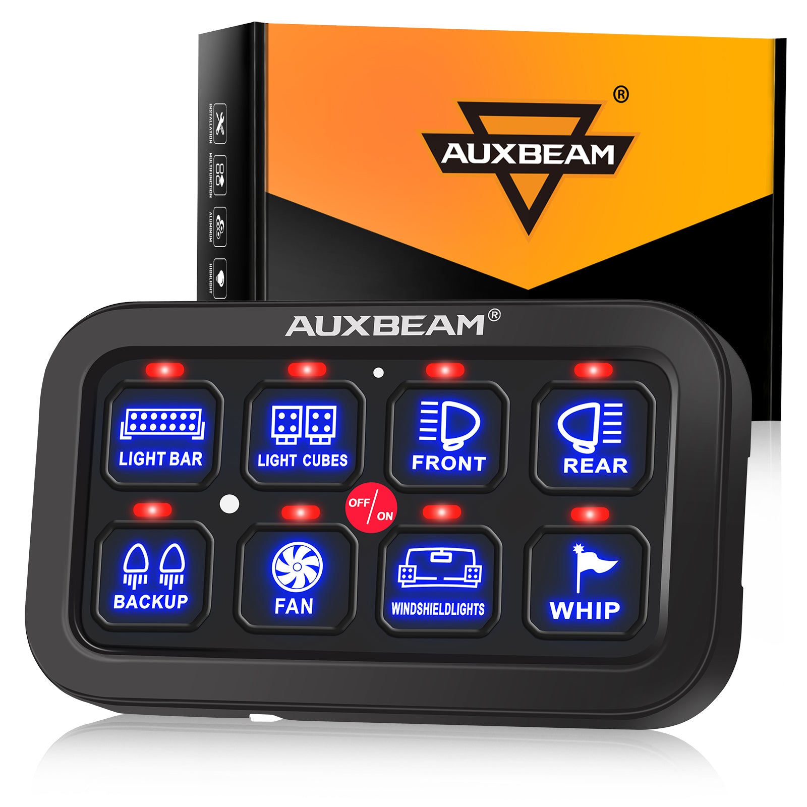 Auxbeam Gang Switch Panel BC60, Universal Circuit Control Relay System Box with Automatic Dimmable On-Off LED Switch Pod Touch Switch Box for Car Pi - 3