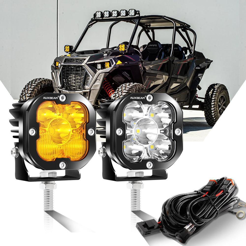 Auxbeam 3 Inch LED Pods Lights for ATV UTV SIDE BY SIDE 4X4, LED Pod Fog Light Offroad LED Driving Lights Spot Lights White&Amber Cover Auxbeam 3 Inch LED Pods Lights for ATV UTV SIDE BY SIDE 4X4, LED Pod Fog Light Offroad LED Driving Lights Spot Lights White&Amber Cover