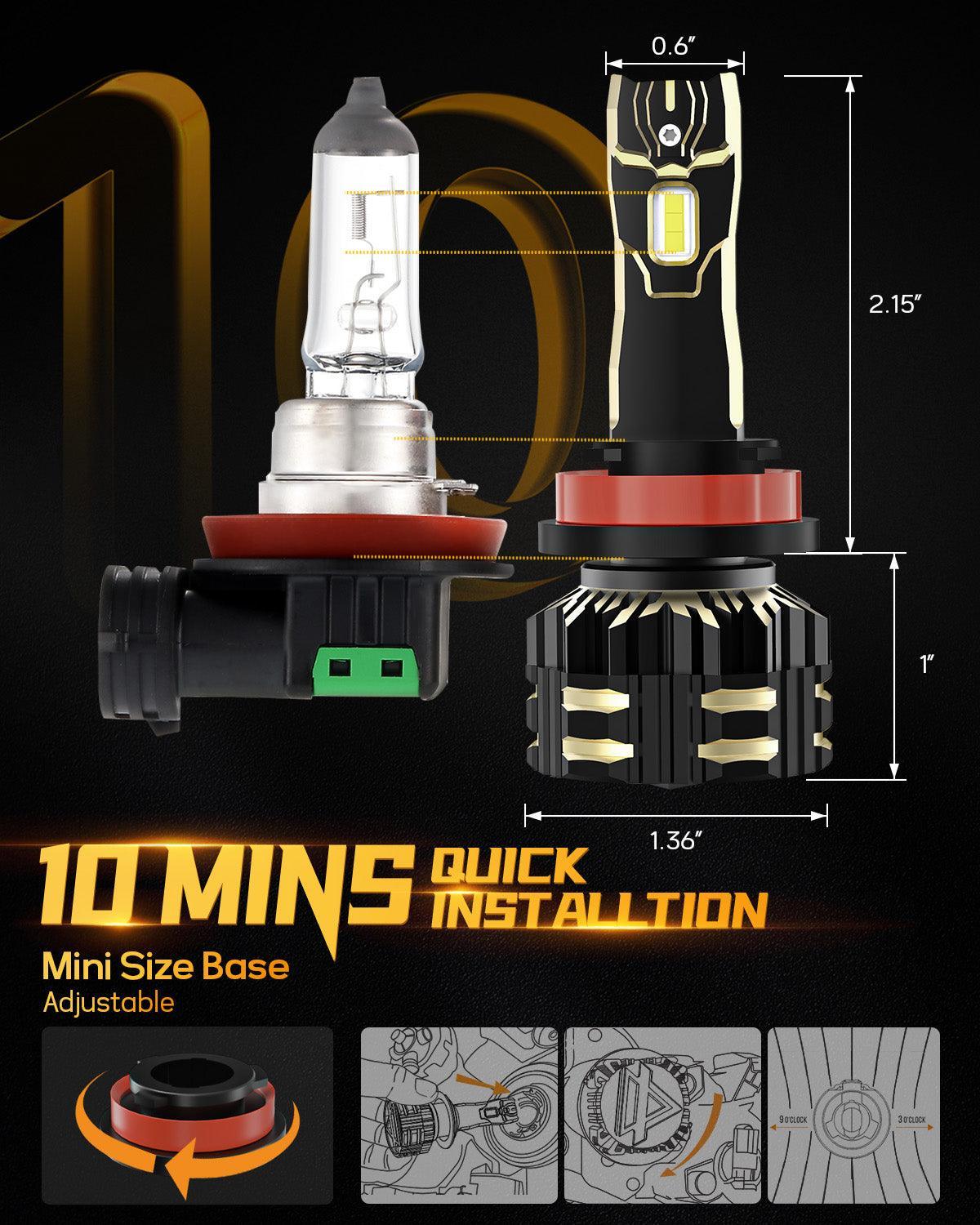 thumbnail image 2 of AUXBEAM H11 LED Headlight Bulbs – 25000LM 6500K Super Bright, CANbus, IP68 – Low Beam (2 Pack) 2 of 6