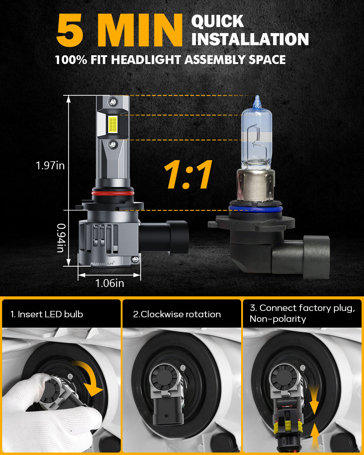 Auxbeam® 9005/HB3 led headlight bulbs