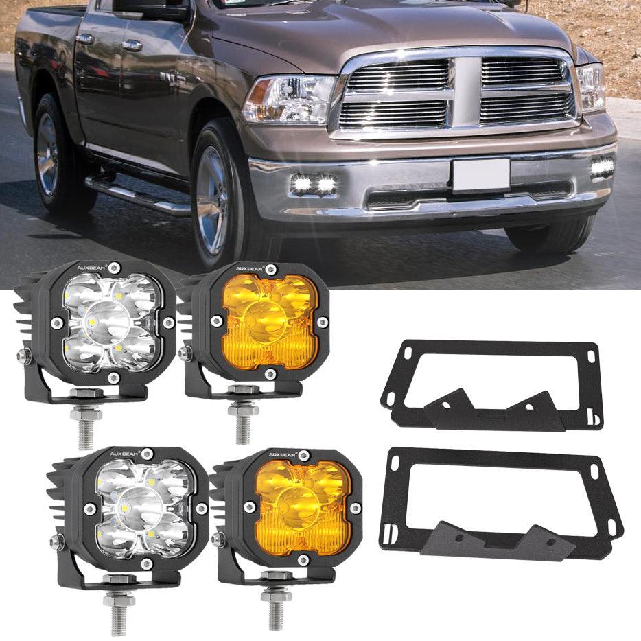 3 Inch LED Pods Lights with Additional Amber Covers & Dual Fog lights Hidden Bumper Mount Bracket for Dodge Ram 2500 3500 2010-2017 3 Inch LED Pods Lights with Additional Amber Covers & Dual Fog lights Hidden Bumper Mount Bracket for Dodge Ram 2500 3500 2010-2017