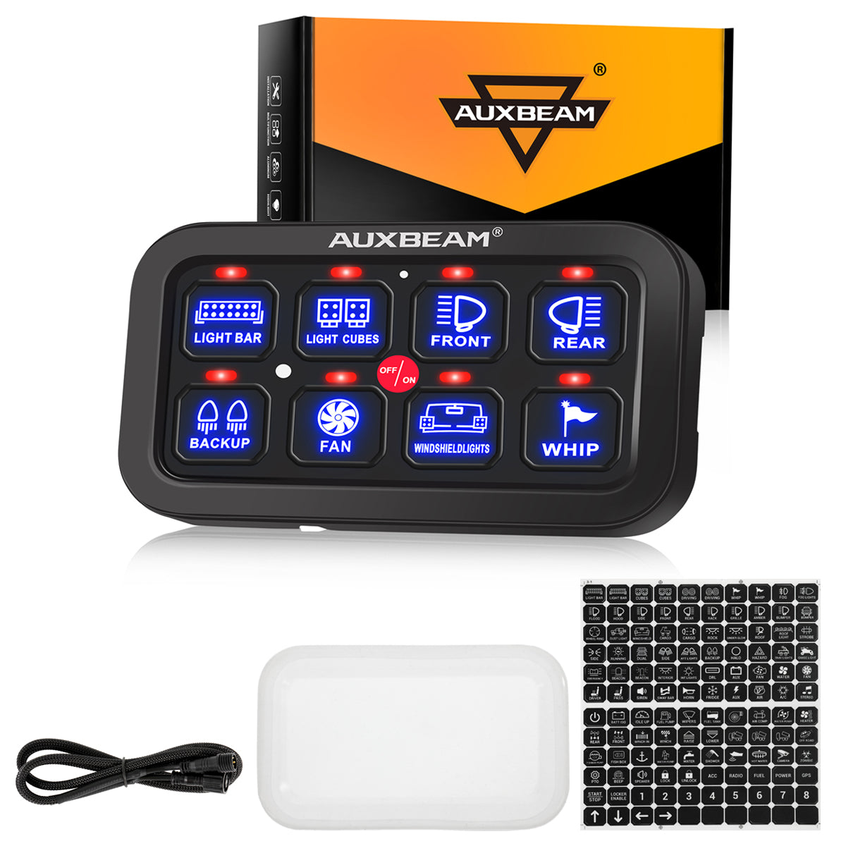 Auxbeam Gang Switch Panel BA80, Universal Circuit Control Relay System Box with Automatic Dimmable On-Off LED Switch Pod Touch Switch Box for Car Pi - 1