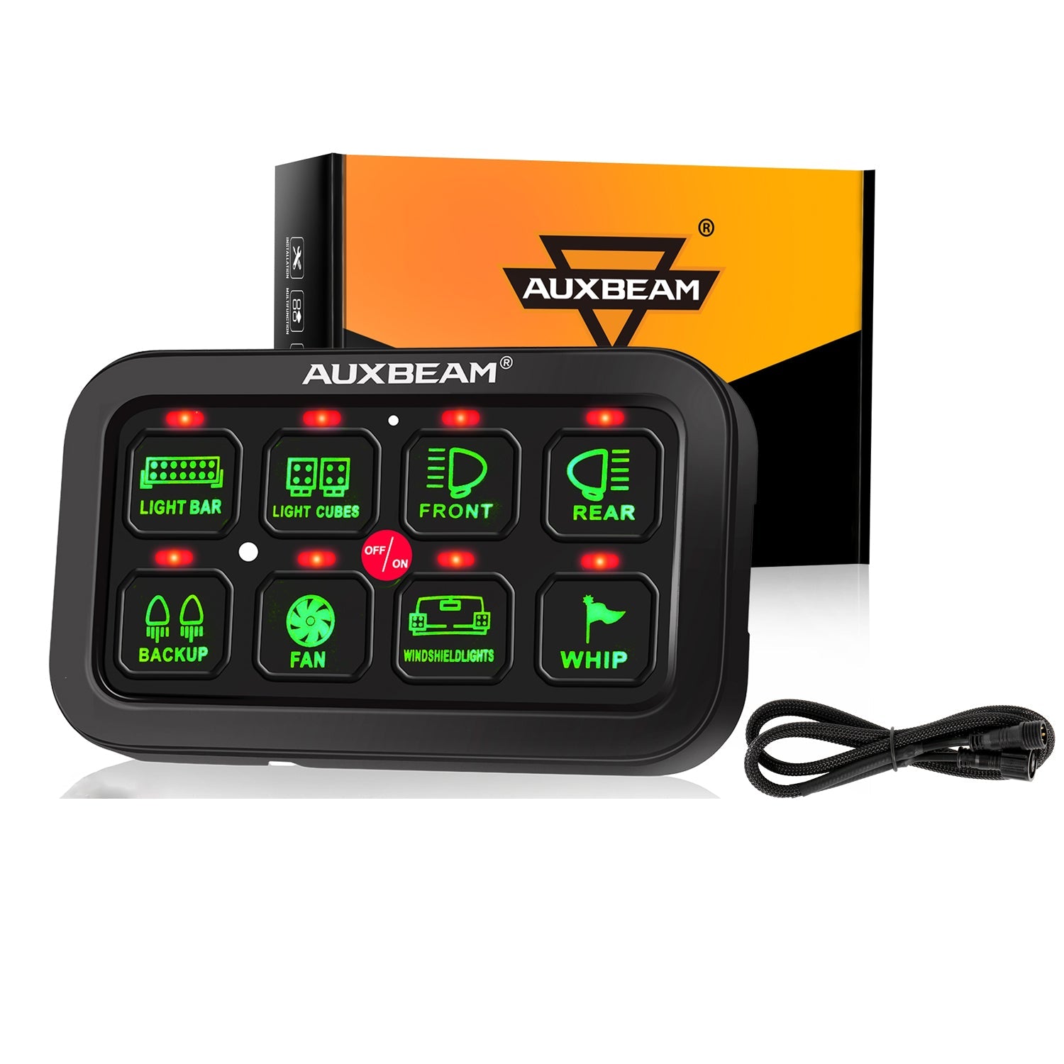 Auxbeam Gang Switch Panel BA80, Universal Circuit Control Relay System Box with Automatic Dimmable On-Off LED Switch Pod Touch Switch Box for Car Pi - 2