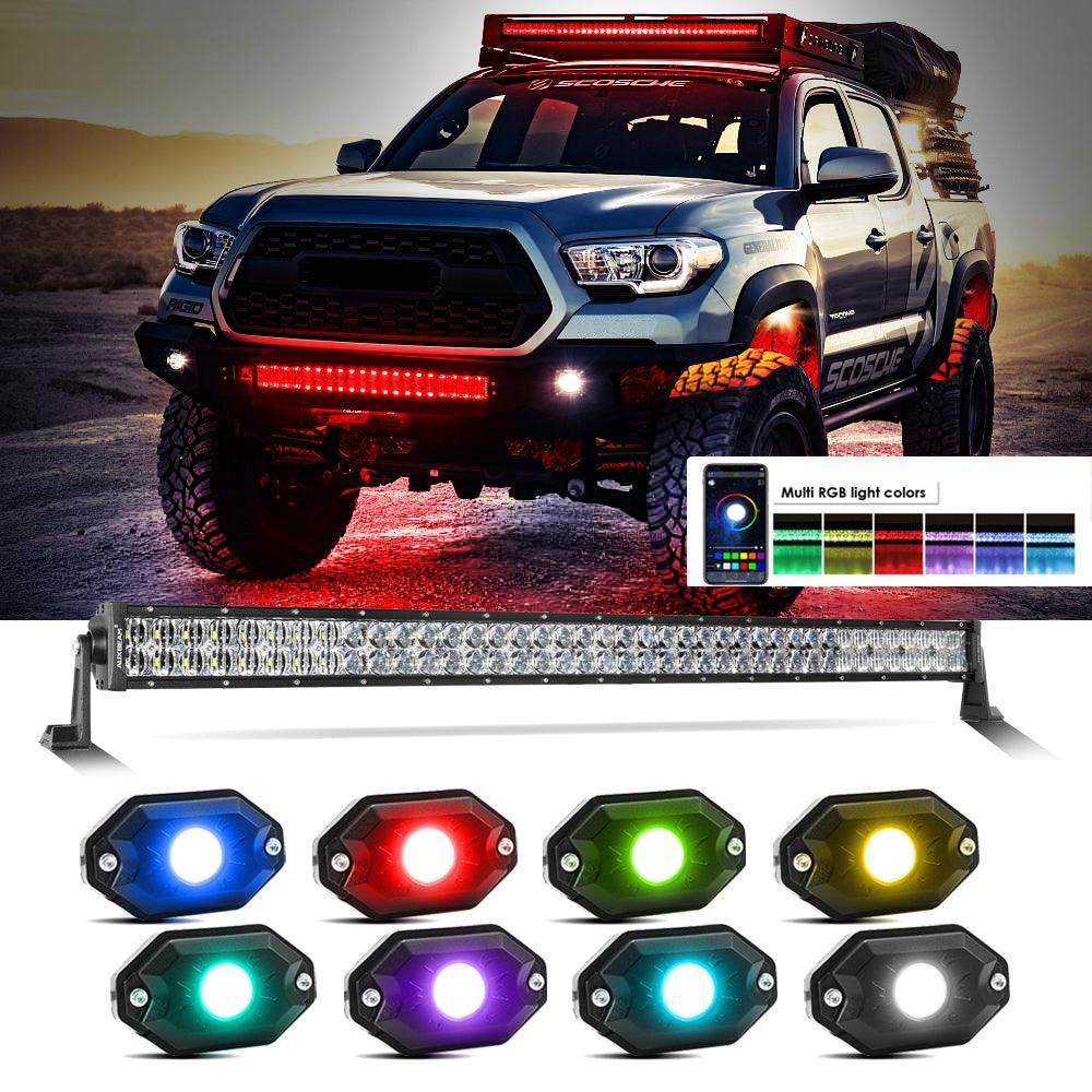 Auxbeam® 42 Inch Off Road Straight Led RGB Light Bar & RGB LED