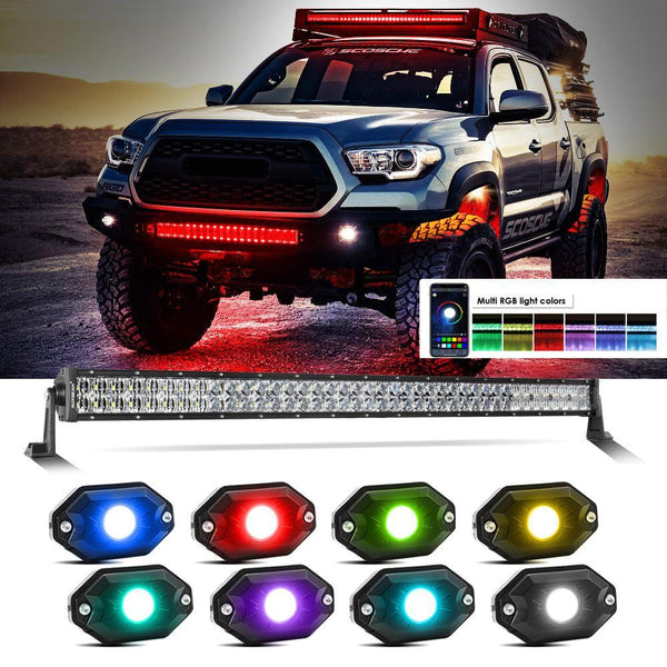 Auxbeam® 42 Inch Off Road Straight Led RGB Light Bar & RGB LED