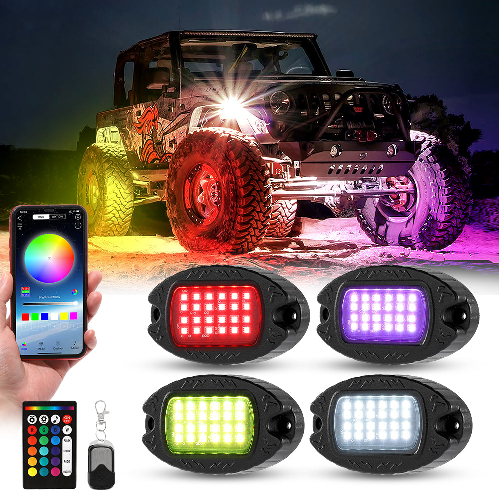 Super Bright Sequential RGB LED Rock Lights Bluetooth Control