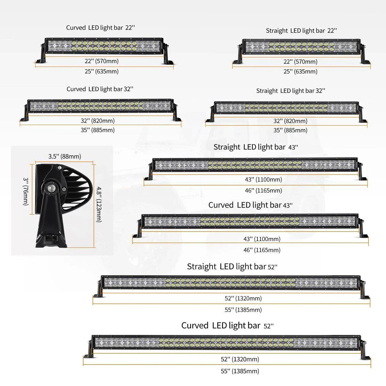 42 inch 5D Series Straight/Curved Combo Beam Double Row LED Light Bar