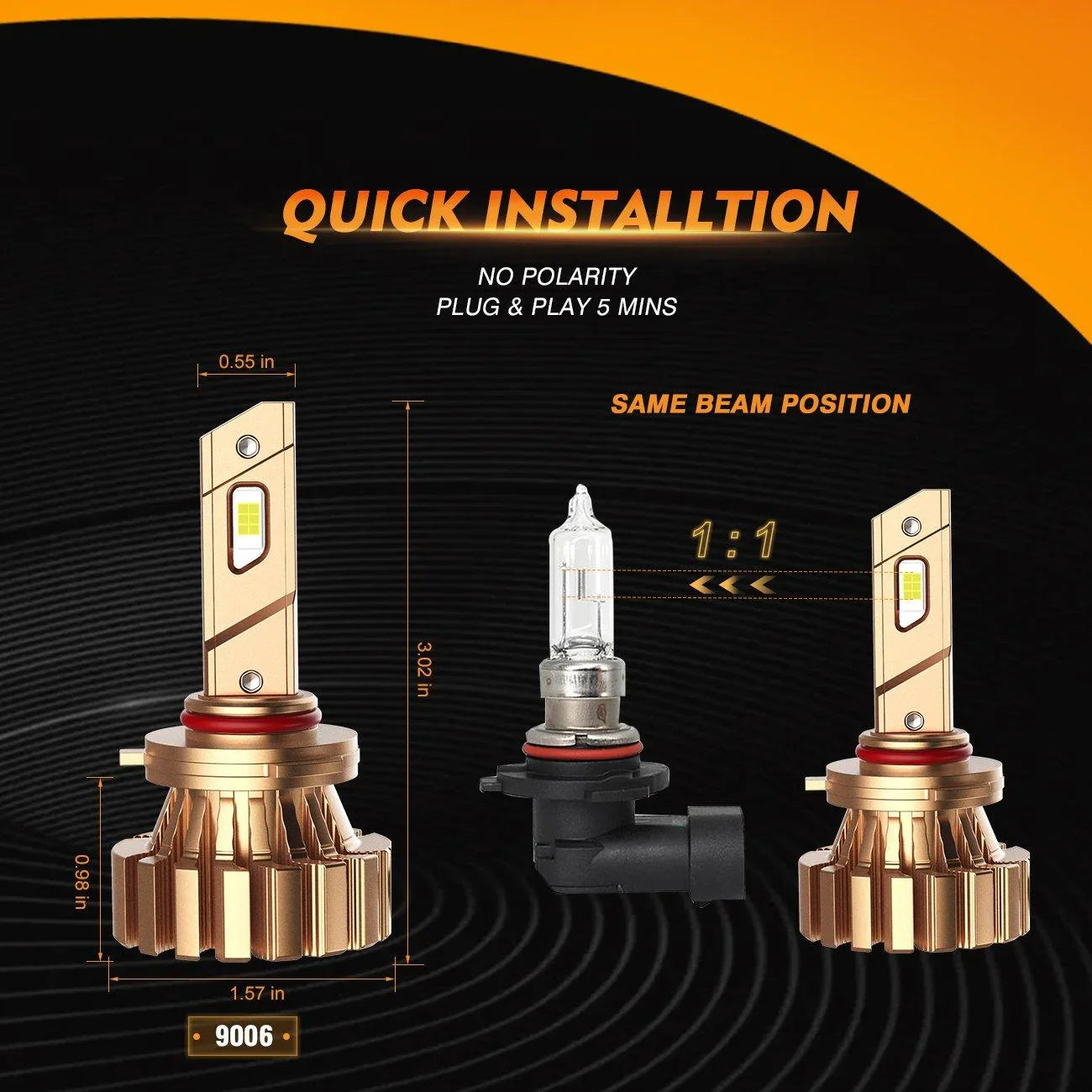 Auxbeam® 9006 12000LM X60 Series Fanless LED Headlight Bulbs