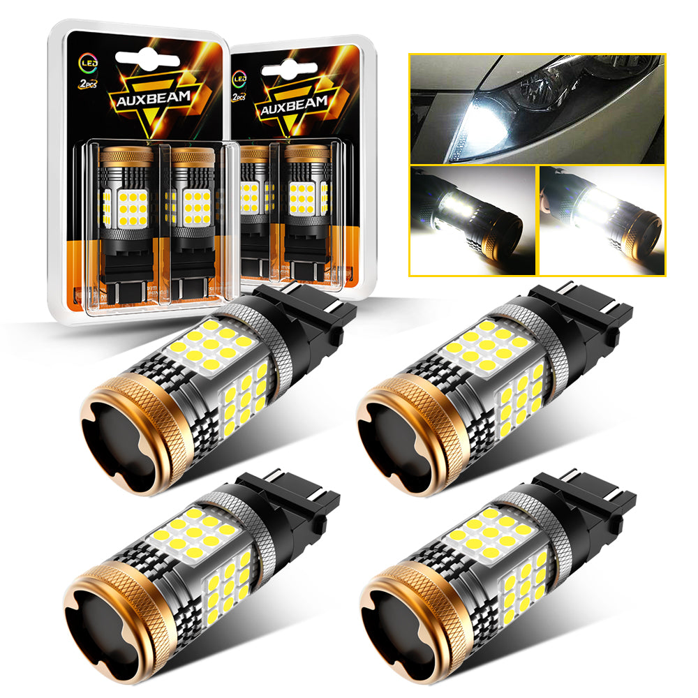  KATUR Super Bright 3157 3047 3057 3155 3156 P27/7W Switchback  LED Bulbs White/Amber 3014 120SMD with Projector for Turn Signal Lights and  Daytime Running Lights/DRL with 50W 8ohm Load Resistors : Automotive