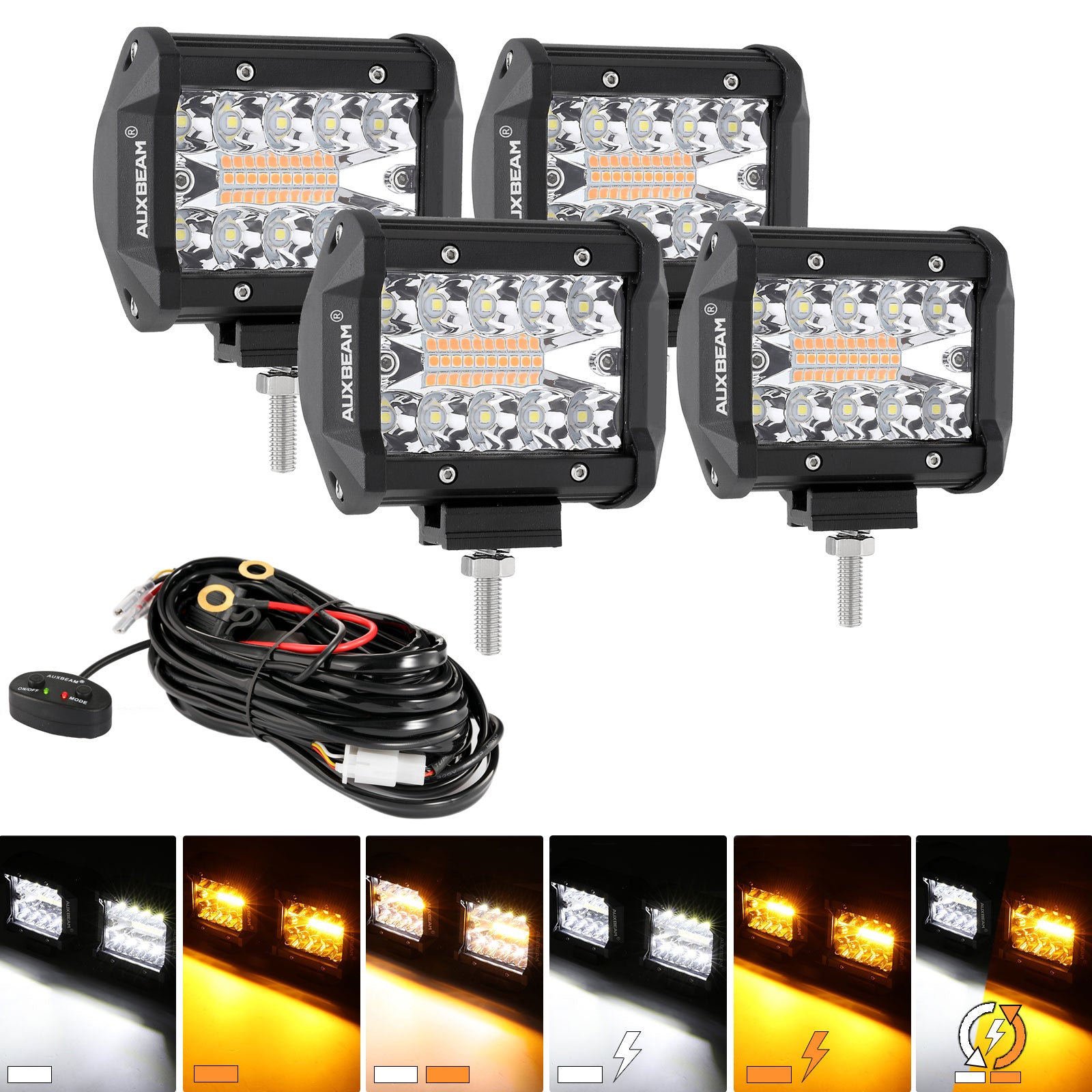 x4 Bande LED Interieur Voiture Lumière d'Ambiance ☆72 LED USB Application  Mobile