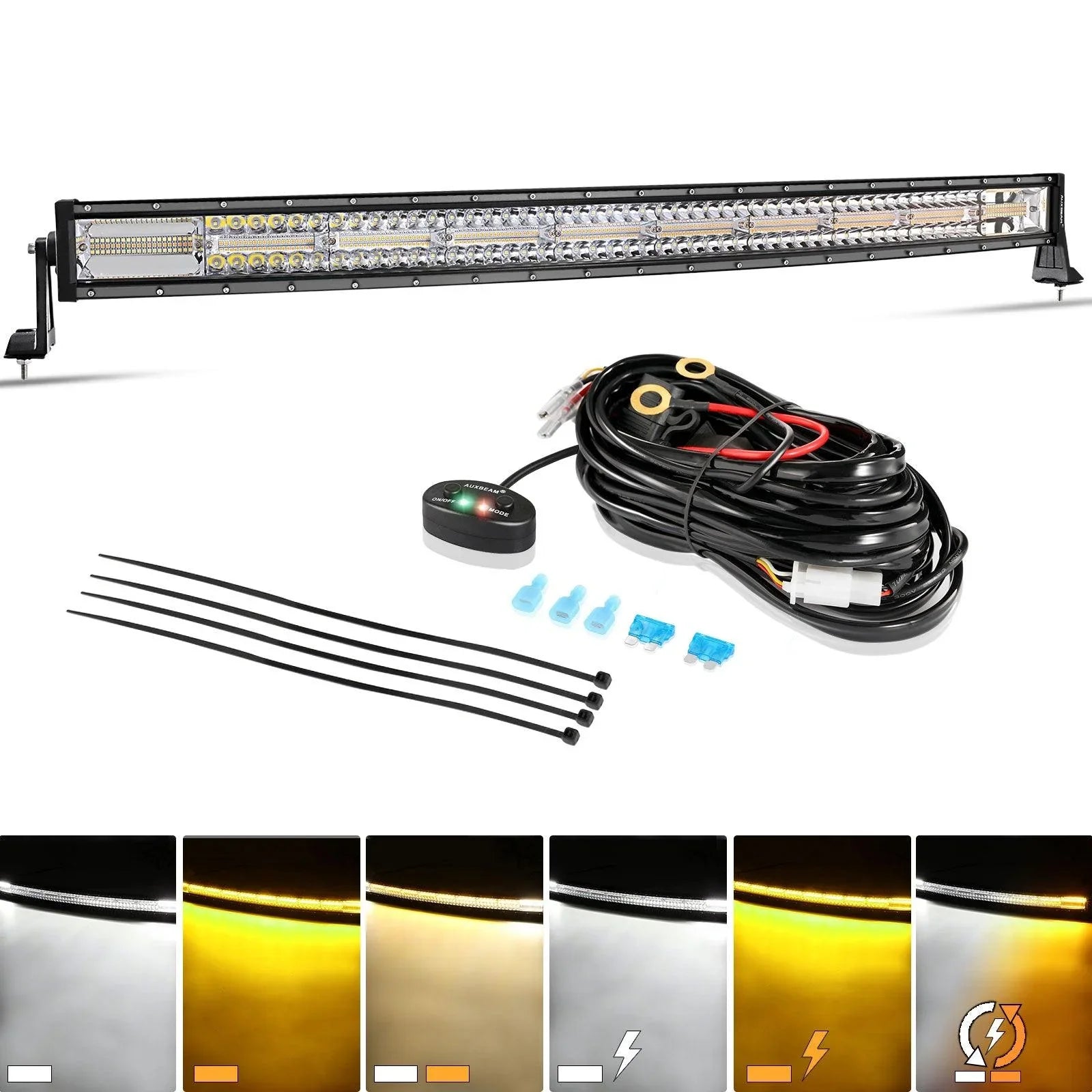 Auxbeam® 42 Inch Curved Off Road Amber yellow and white Led Light bar