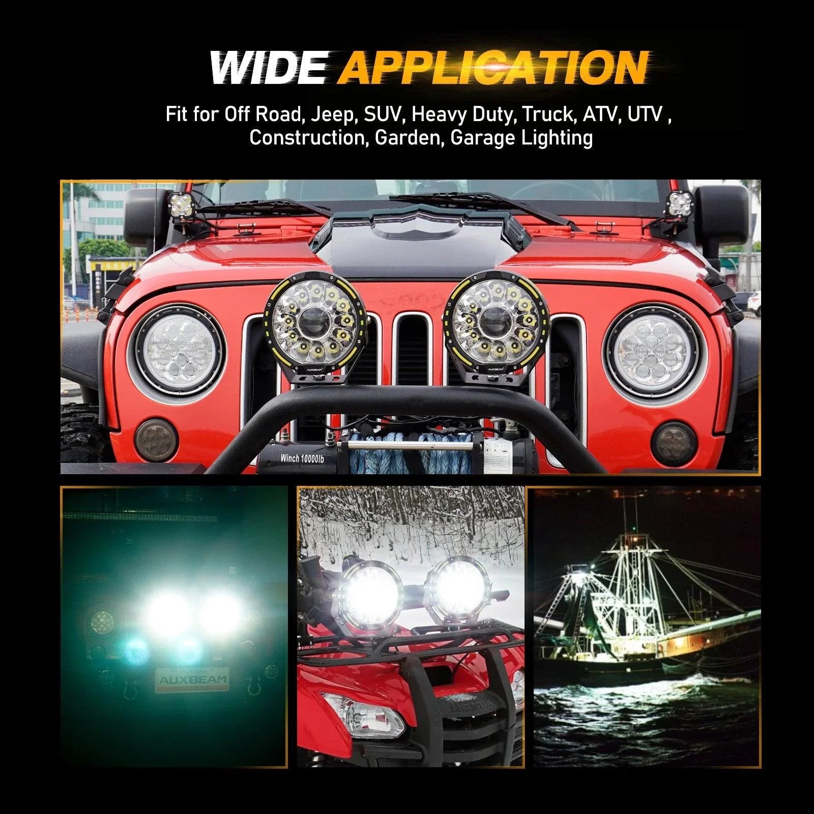 thumbnail image 2 of AUXBEAM 7-Inch 300W LED Work Light Bar – Amber/White Strobe & Flash, Off-Road Fog Driving Lights For Trucks & ATV 2 of 5