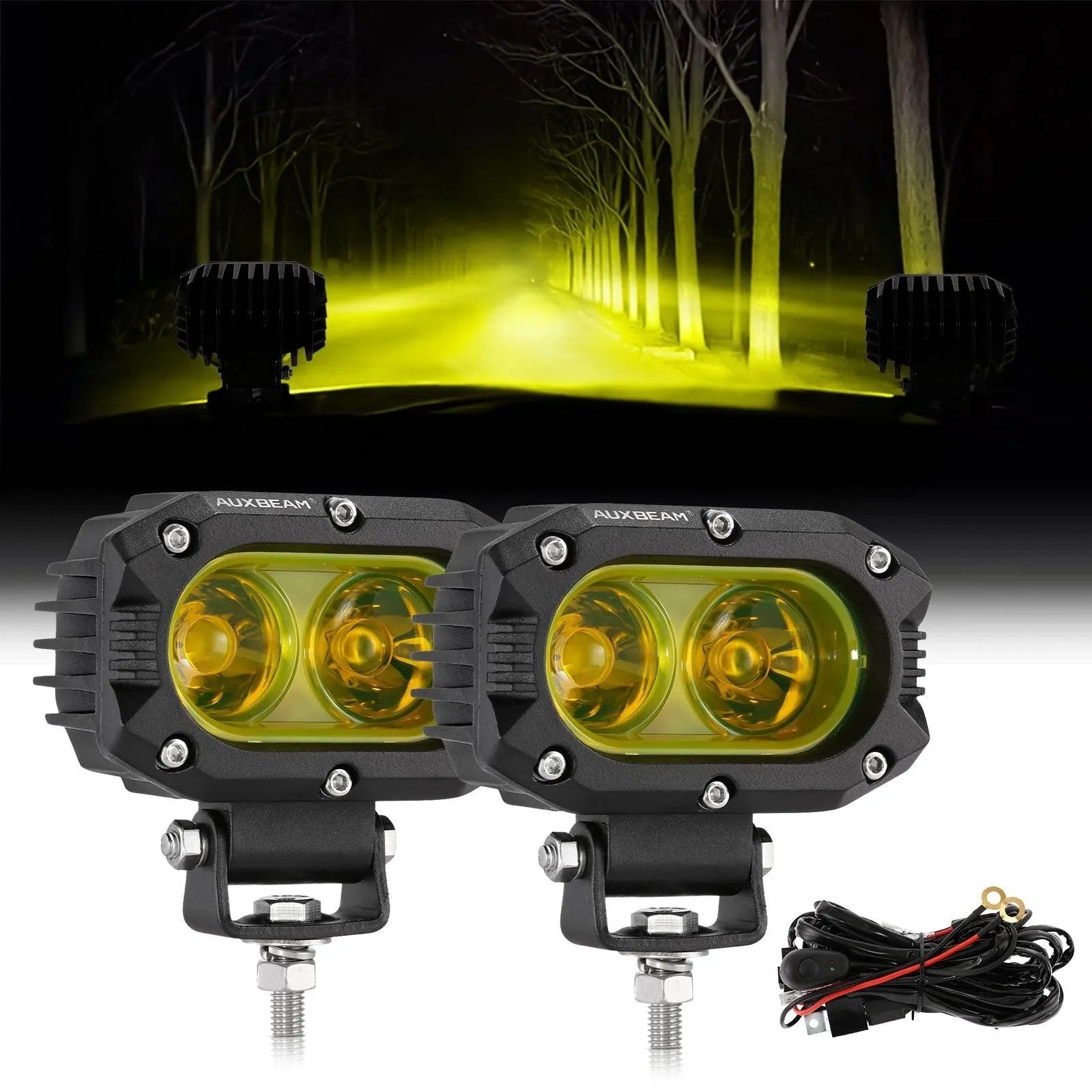 2Pcs Pod Lights / Without Covers R4 Series | 4 Inch 60W LED Pods Light Flood Beam Amber Light 2Pcs Pod Lights / Without Covers R4 Series | 4 Inch 60W LED Pods Light Flood Beam Amber Light
