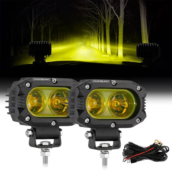 MAYELLO 2 Pack 4" LED Light Pods - 60W 9000LM Flood Beam, Off Road Lights For Trucks, ATV, SUV, With Wiring Harness