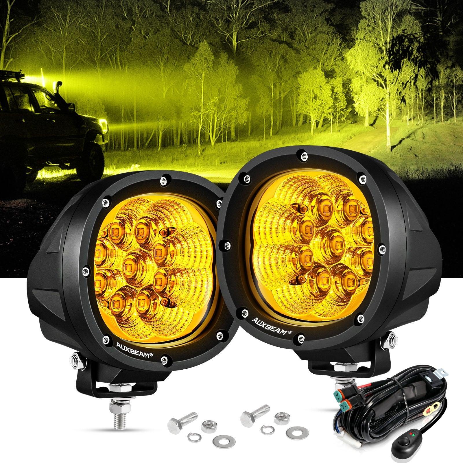 Auxbeam® 4 inch 90W round led pods flood yellow light | off road
