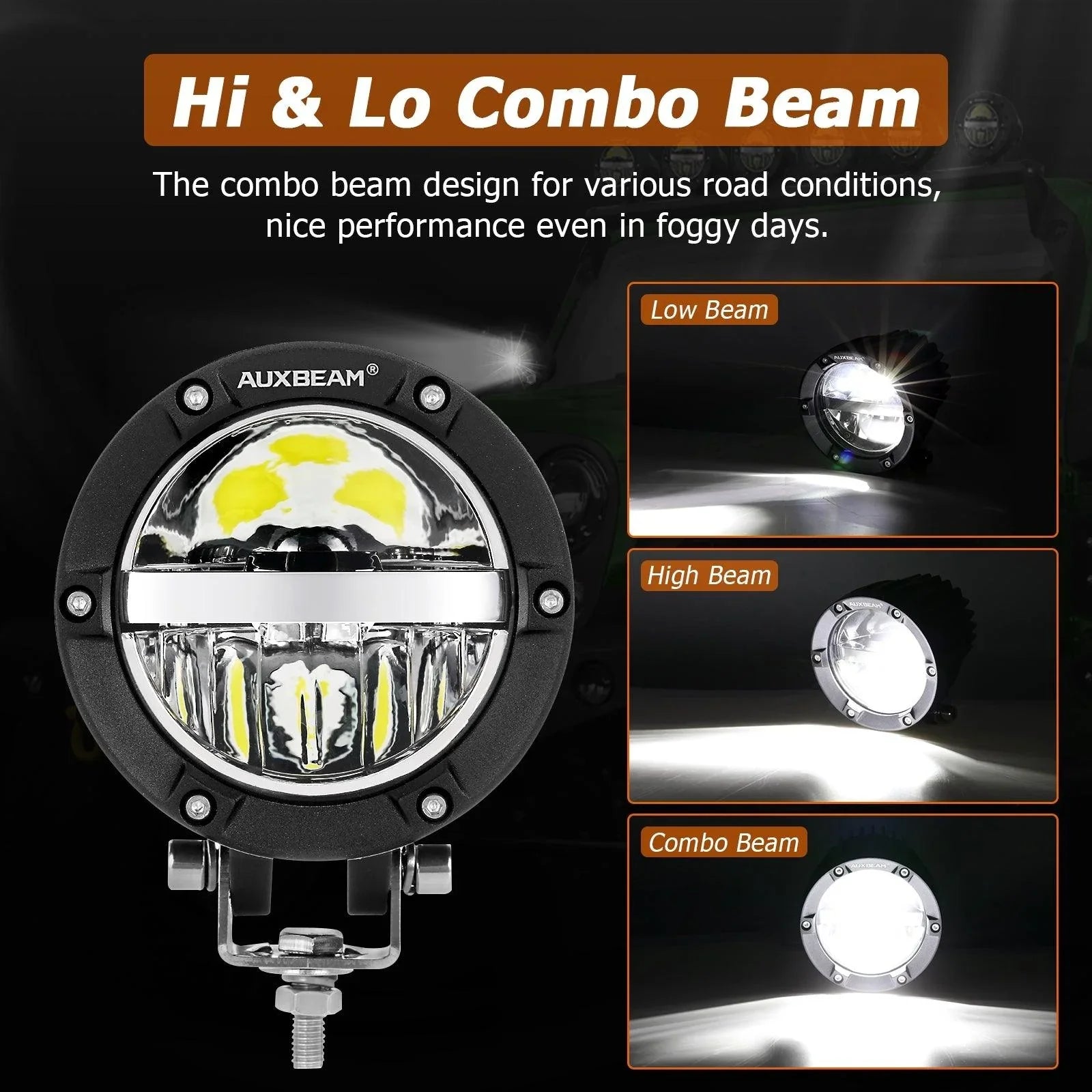 Auxbeam® 4 Inch Round Offroad LED Pods Lights, Led Driving Lights