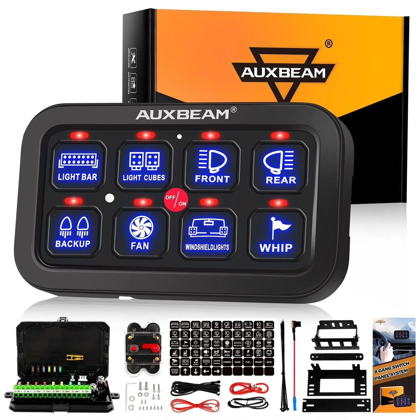 auxbeam 8GANG スイッチパネル GA80 Auxbeam® Switch Panel | Off Road Lights Controller | 6/8 Gang