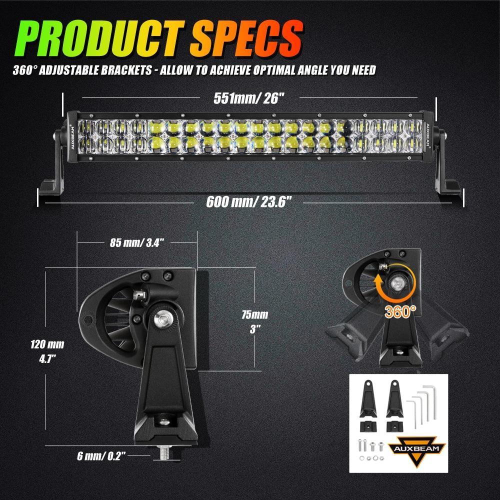 Auxbeam® 22 Inch Off Road Straight Led RGB Light Bar for Pickup Auxbeam® 22 Inch Off Road Straight Led RGB Light Bar for Pickup