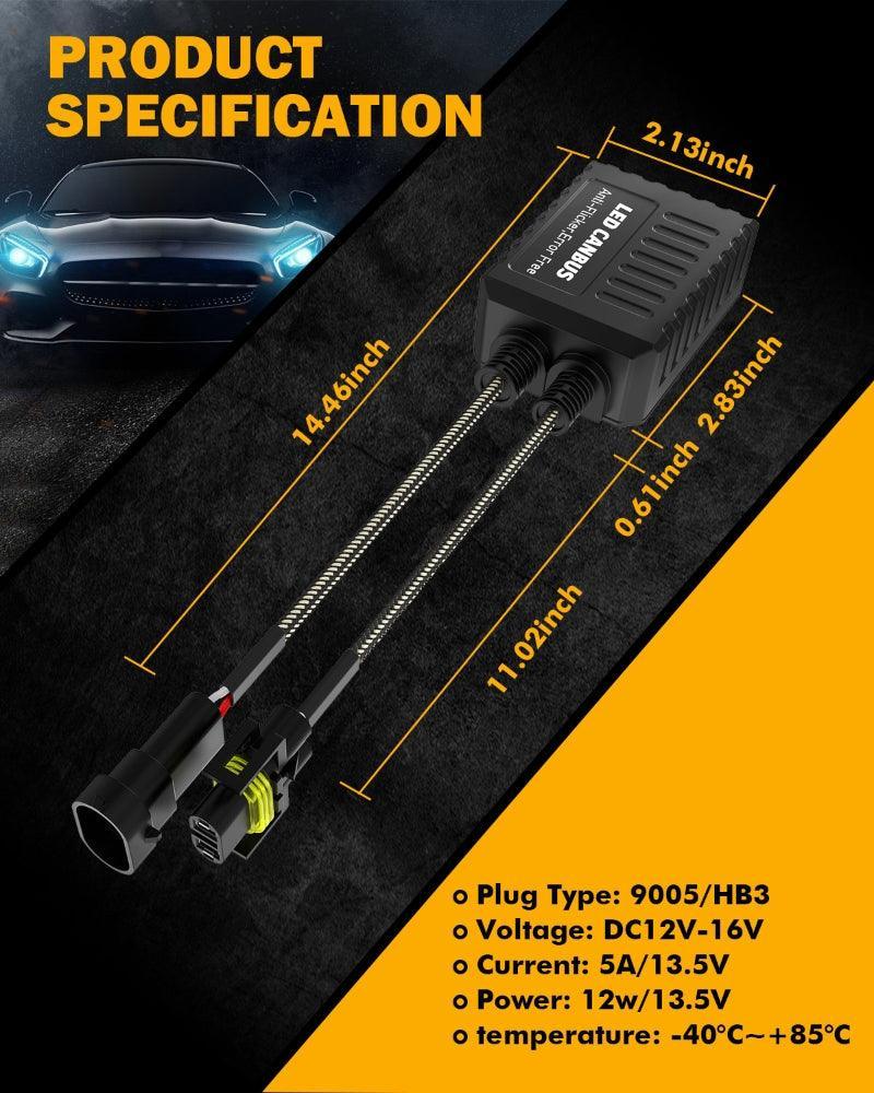 Décodeur Anti-Flicker LED H8/H9/H11 – Annulateur Erreur Phares Antibrouillard, Résistance CAN-BUS Pour LED Voiture (Paire)
