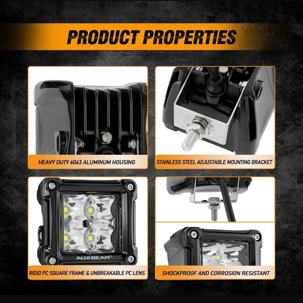 Auxbeam® 3 Inch 20W Spot Beam side shooter led pods lights