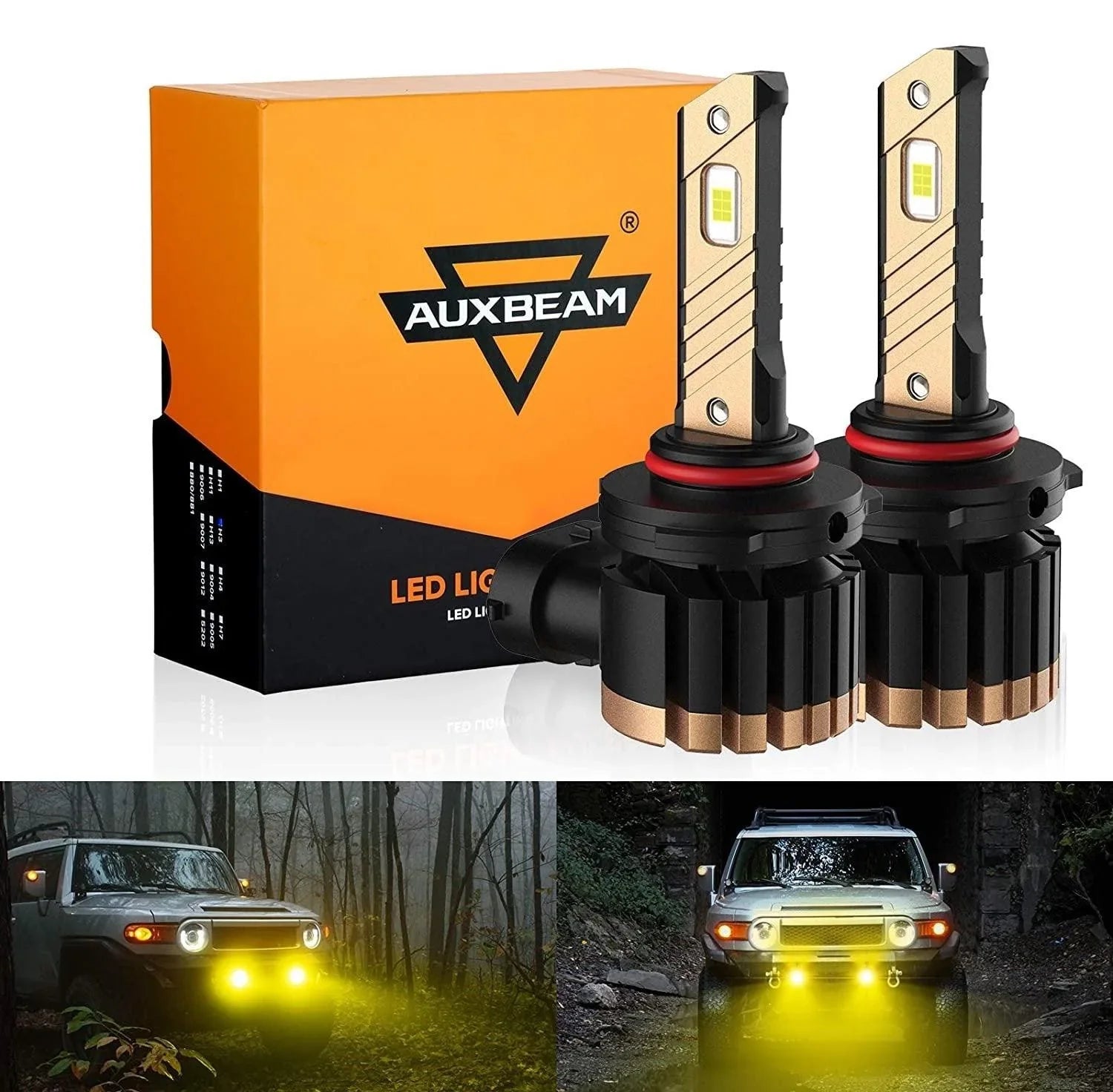 H10 9145 9140 HB3 LED Fog Light/DRL Bulbs 44W 8000LM 3000K Golden Yell