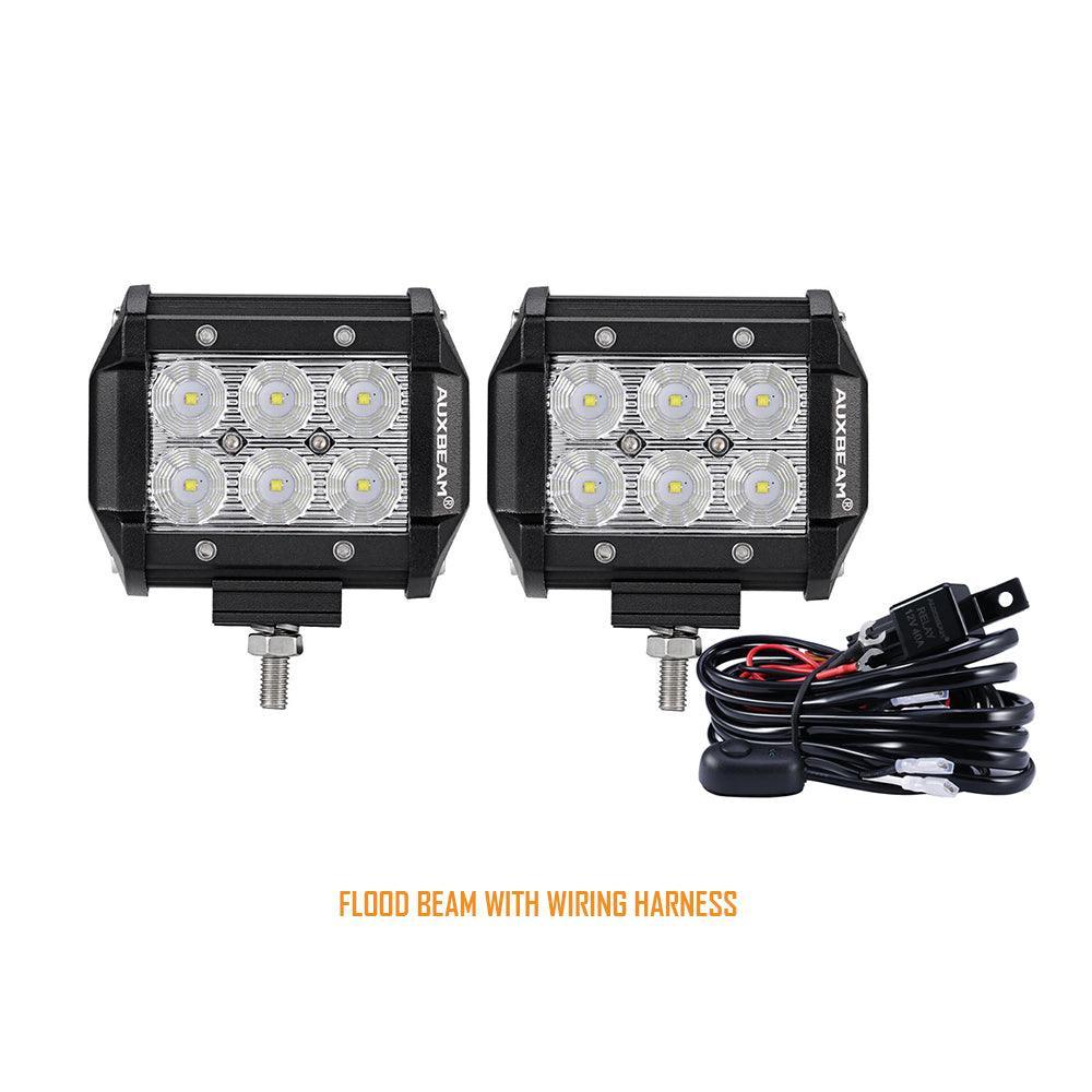 Auxbeam 4 inch 18W Flood Beam LED Work Light bar